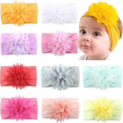 10 Colors Baby Girls Headbands Big Cotton Hair Bows Soft Elastic Hair Bands for Infant Newborn and Toddlers, One Size
