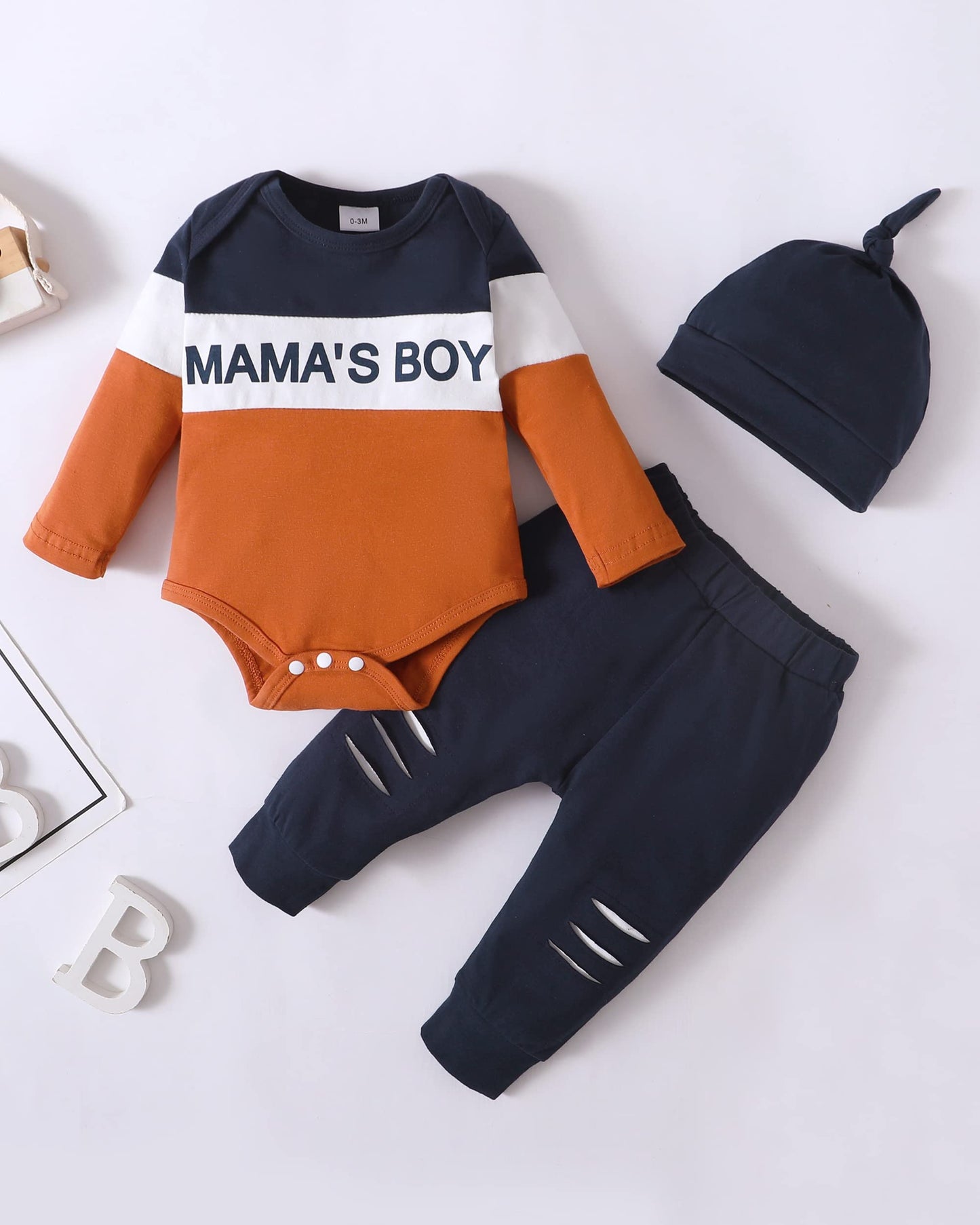 Newborn Baby Boy Clothes Outfits Winter Infant Boy Long Sleeve Romper Top Long Pants Outfits Set 0-3M