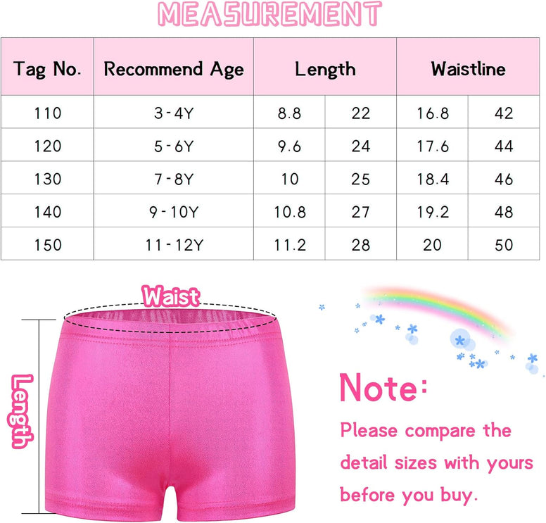 SEAUR - Girls Shorts for Dance Metallic Shiny Ballet Dance Shorts Stretch Slim Fit Athletic Gymnastics Short Performance Hot Pants for Ages 3-12