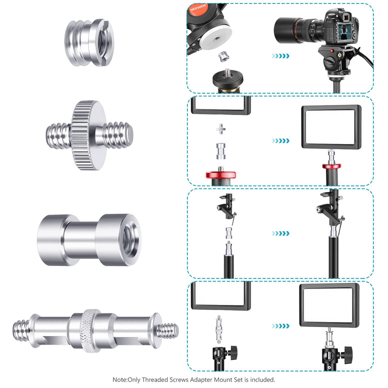 Neewer Camera Screw Kit, 16 Pieces Tripod Screw Adapter Converter Spigot Screw Mount Pack (1/4" to 1/4", 1/4" to 3/8", Female to Male, Male to Male, etc) for Camera/Tripod/Flash/Stand/Mic/Rig/Cage