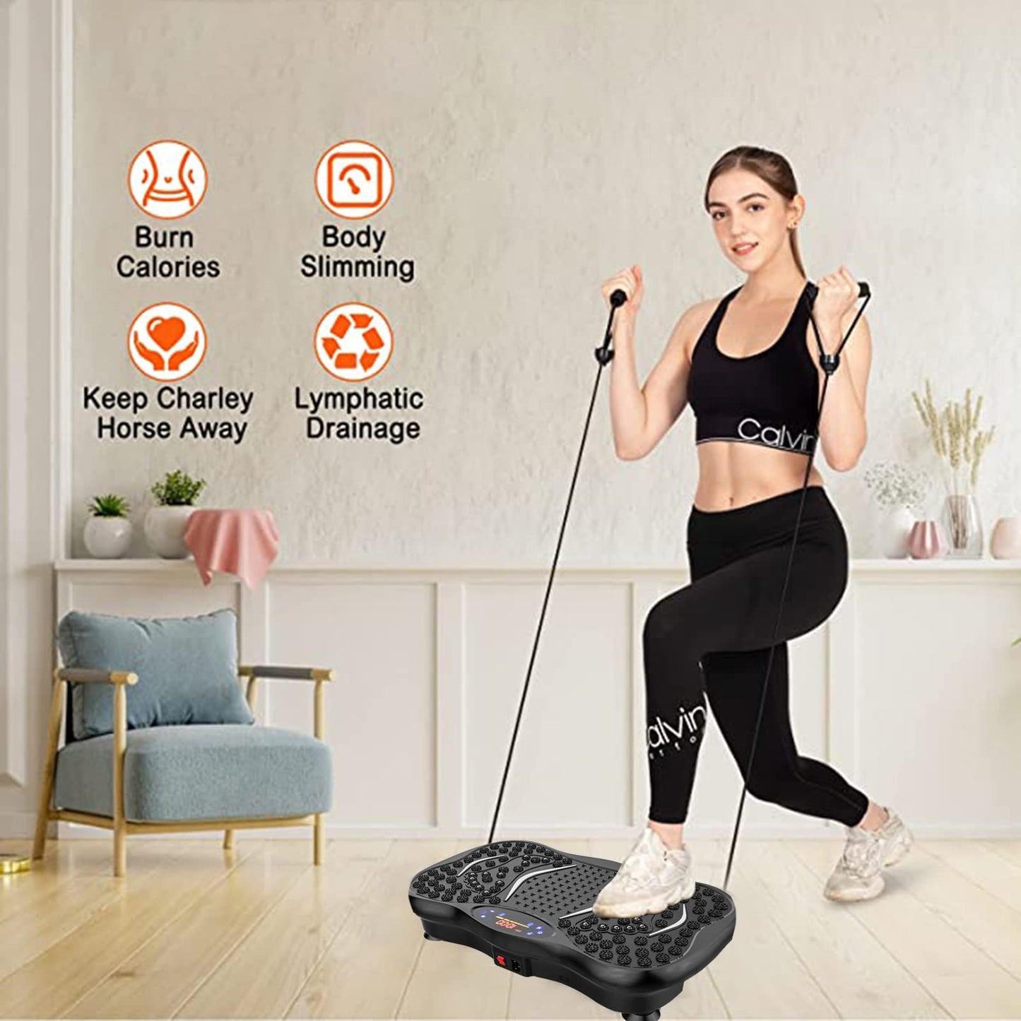 Professional Vibration Plate Exercise Machine, Whole Body Motion Vibration Platform, Home Training Equipment for Weight Loss & Toning, With LCD Display Remote Control & Balance Straps