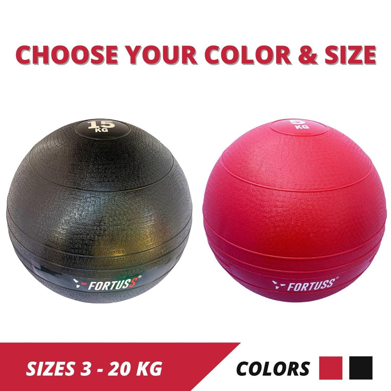 FORTUSS Slam Ball 7 KG Black - Heavy Duty No Bounce Exercise Medicine Ball - Weighted Ball for Strength, Conditioning, HIIT, Crossfit Training - Workout Equipment for Home & Gym Use | 3 – 20 KG Black