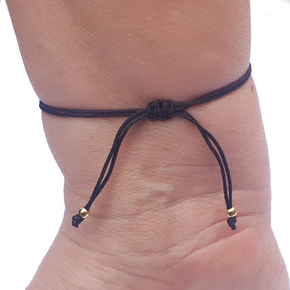 Alwan Adjustable String Bracelet with a Silver Hamsa for Women with an Evil Eye - EE5475HNB