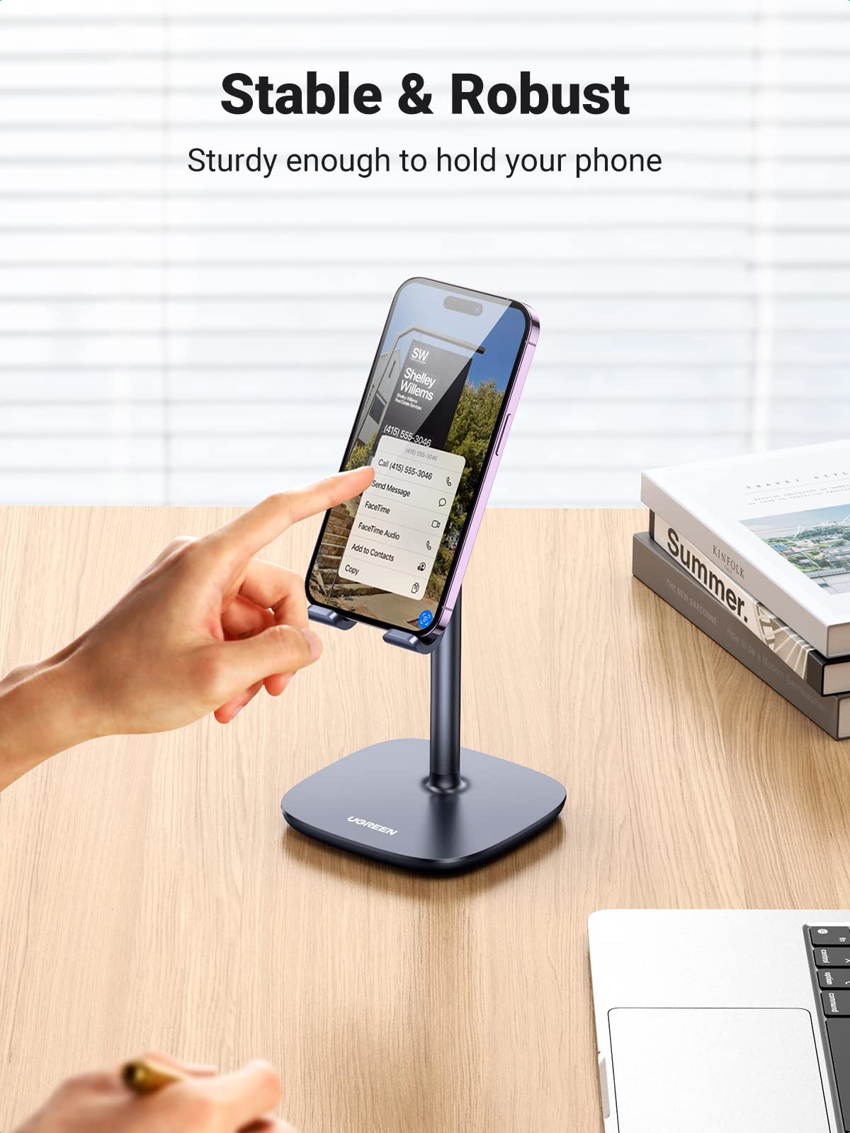 UGREEN Angle Adjustable Phone stand, Flexible Phone holder, Adjustable Mobile Stand Cell Phone Mount Compatible With iPhone Most Phones, iPhone 15 Pro/Pro Max, Samsung Galaxy, Tablet/iPad Black