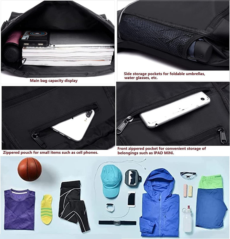 Drawstring Pocket Basketball Backpack, Men'S And Women'S Outdoor Travel Sports Backpack, Water Resistant String Bag Football Swimming Riding Bag