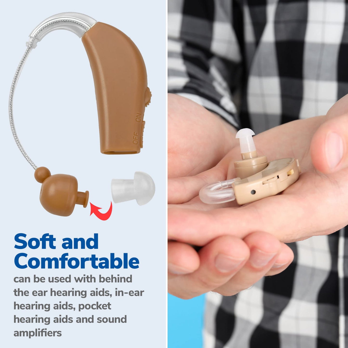 NewEar Hearing Aid Domes - Universal Domes for Hearing Aids - Sizes Small, Medium, Large & X-Large Earbud Replacements and BTE Hearing Sound Amplifiers