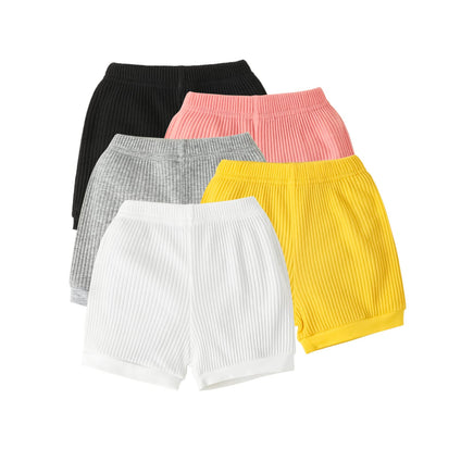 U·nikaka Unisex Toddler Baby Shorts Breathable Cotton Flare Short 5-Pack in Grey White Black Yellow and Pink 3-6M