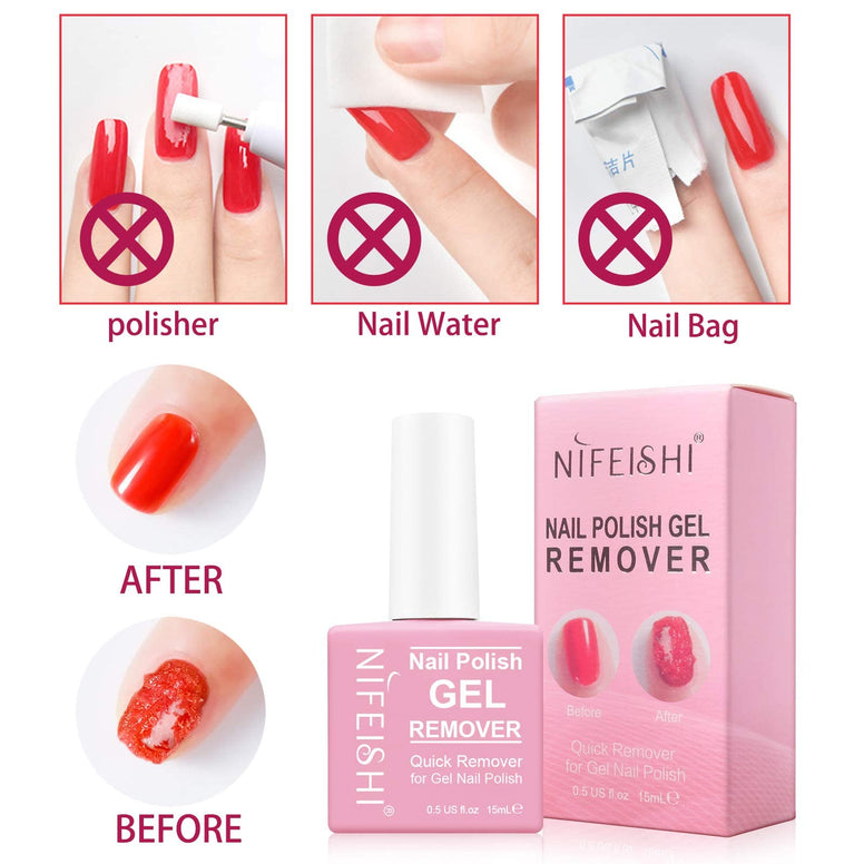 Gel Nail Polish Remover (2PCS), Gel Polish Remover for Nails in 3-5 Minutes No Need for Foil, Easily & Quickly Soak Off Gel Polish (0.5 Fl Oz)