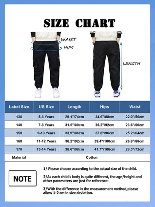 NATUST Boys Cargo Joggers Drawstring Jogging Pants Kids Elastic Waist Trousers,5-6 Years