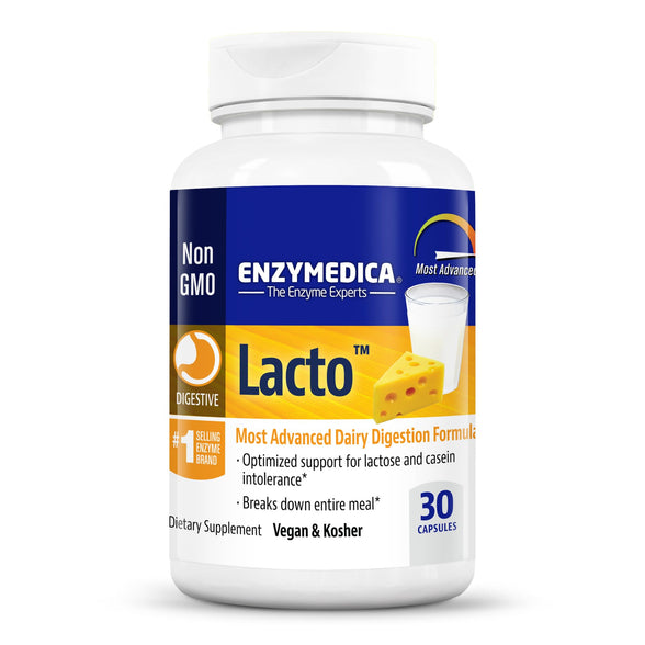 Enzymedica Lacto, Maximum Strength Formula for Dairy Intolerance, With Enzymes Lactase and Protease, Relieves Digestive Discomfort, 30 capsules (30 servings)