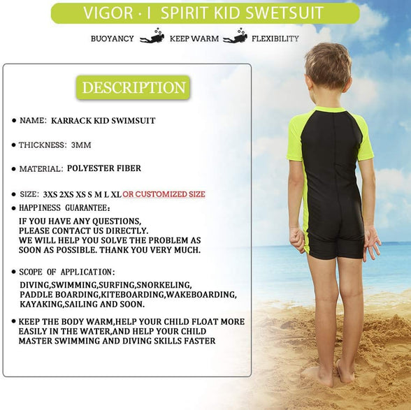 Karrack Girls and Boys One Piece Rash Guard Swimsuit Kid Water Sport Short Swimsuit UPF 50+ Sun Protection Bathing Suits