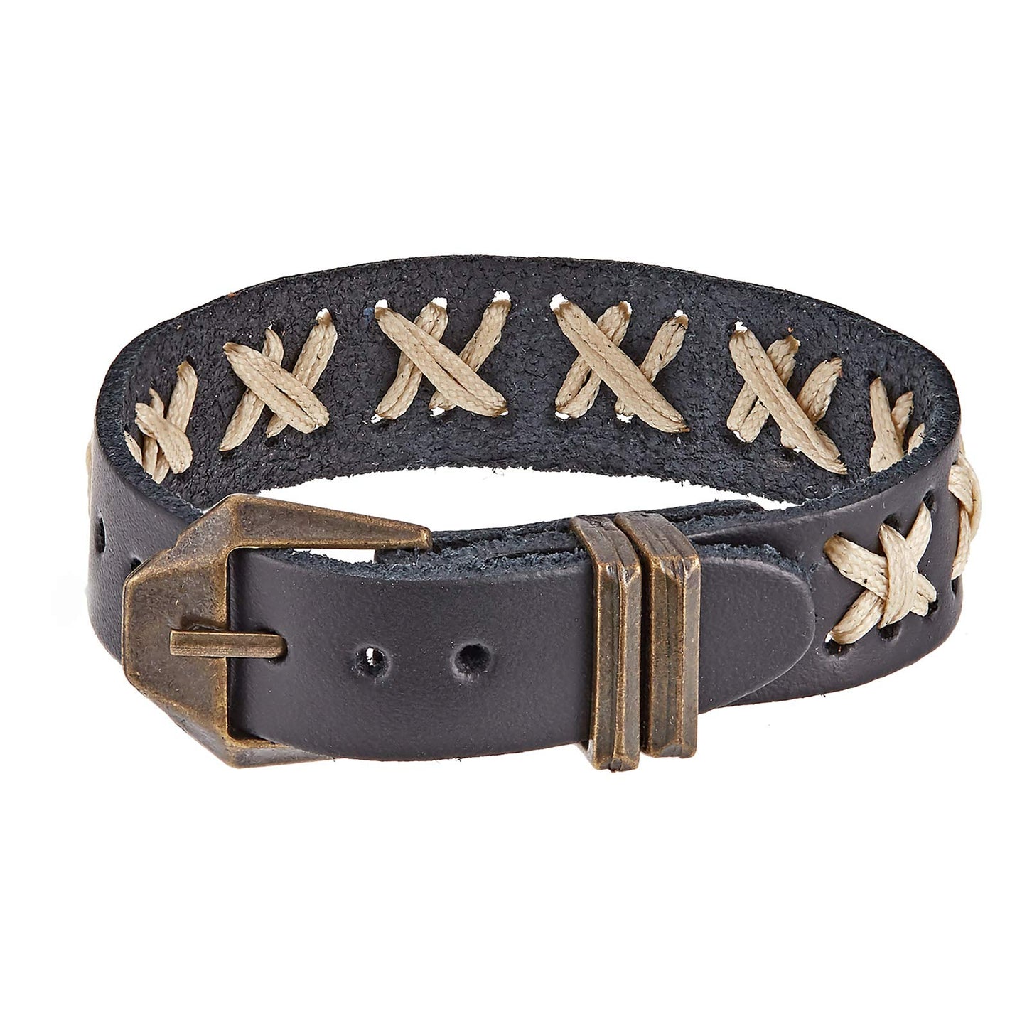 Alwan Black Leather Bracelet for Men - EE8349BAWM