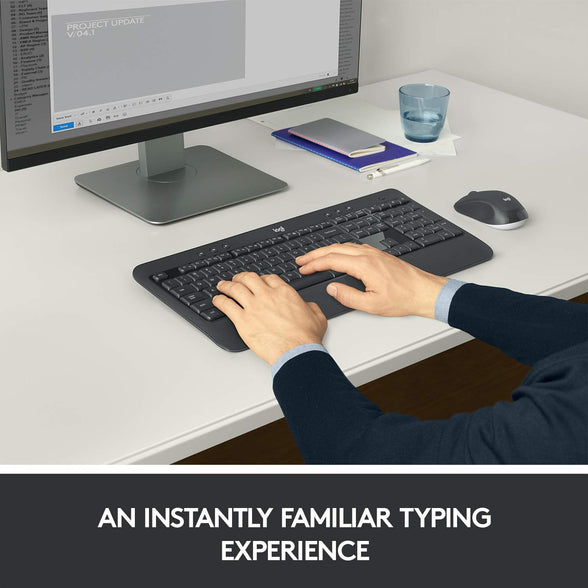 Logitech 920-008693 MK540 Wireless Keyboard and Mouse Combo for Windows, 2.4 GHz Wireless with Unifying USB-Receiver, Wireless Mouse, Multimedia Hot Keys, 3-Year Battery Life, PC/Laptop, Arabic Layout