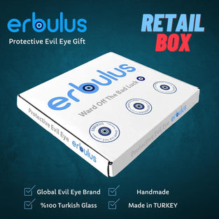 Erbulus Turkish Glass Blue Evil Eye Wall Hanging Ornament - Metal Home Decor - Turkish Amulet - Protection and Good Luck Charm Gift in a Box