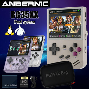 RG35XX Linux Handheld and Garlic Handheld Game Console 3.5'' IPS Screen, 35xx with a 64G Card Pre-Loaded 6900 Games, RG35X Supports HDMI and TV Output 2600mAh Battery with Bag RG35XX