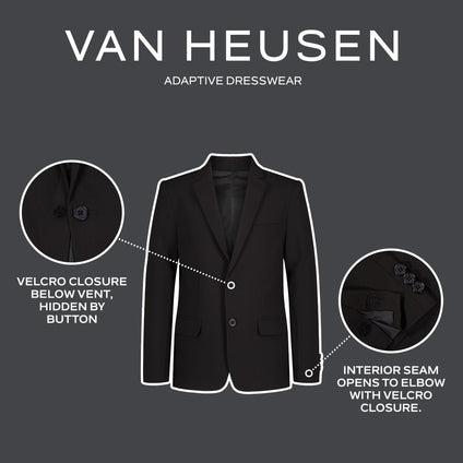 Van Heusen boys Adaptive Flex Stretch Suit Jacket, Faux Buttons & Velcro Closure Business Suit Jacket  8 Y