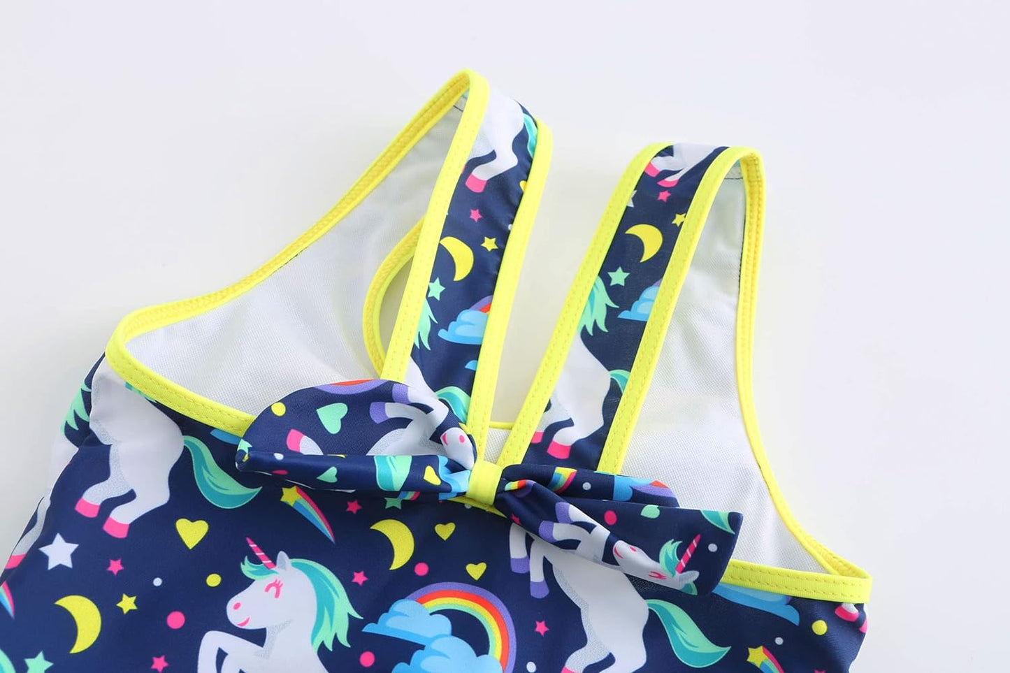 KuKiee Girls One Piece Rainbow Unicorn Swimsuit Stars Print Swimwear Bathing Suit