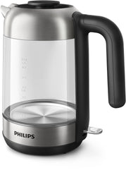 Philips Series 5000 Glass Kettle Stainless Steel, Crystal 2200W 1.7L, Mid Entry Light Status Indicator Hd9339/81. 2 Years Warranty