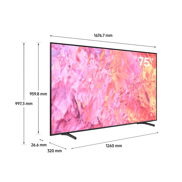 Samsung Smart TV, QLED, Q60C, 75 Inch, Titan Gray, 2023, Quantum Dot, HDR10+, AirSlim, Smart Hub, QA75Q60CAUXZN