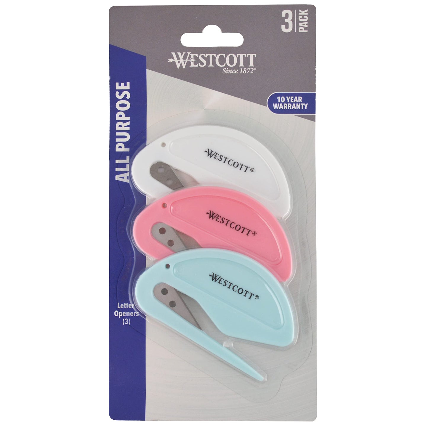 Westcott All Purpose Compact Letter Opener 3pk, Assorted Colors