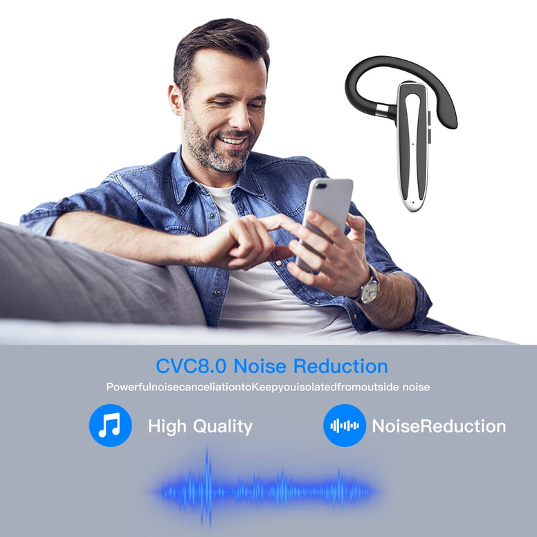 Bluetooth Headset for Cell Phone, Wireless Bluetooth 5.1 Earpiece Single-Ear Headset Hands-Free Earphones,in Mic with Charging Case, for Office Driving Calling Compatible Android/iPhone.