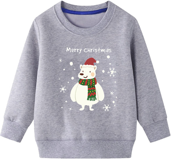 LXKA Boys Christmas Jumper Xmas Sweatshirt Gift Kids Snowmen Reindeer Santa Claus Bear Long Sleeve Tee Shirt Tops Crew Neck Pullover Hoodies Casual Outfit Winter Clothes Age 1-7 Years