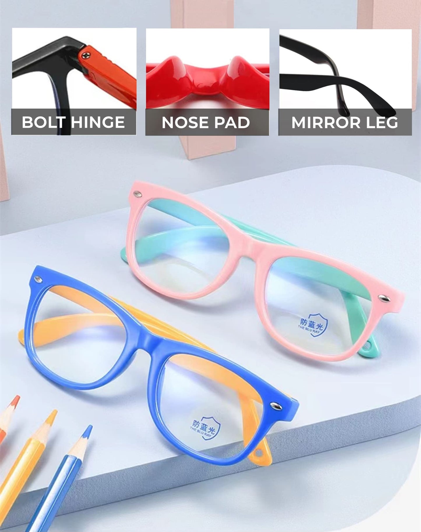 [2-Pack]Blue Light Blocking Glasses for Children, Vbeijll Anti UV Light from Computer TV Phone Kids Eyewear Silicone Flexible Eyeglasses for Boys Girls Age 3-12