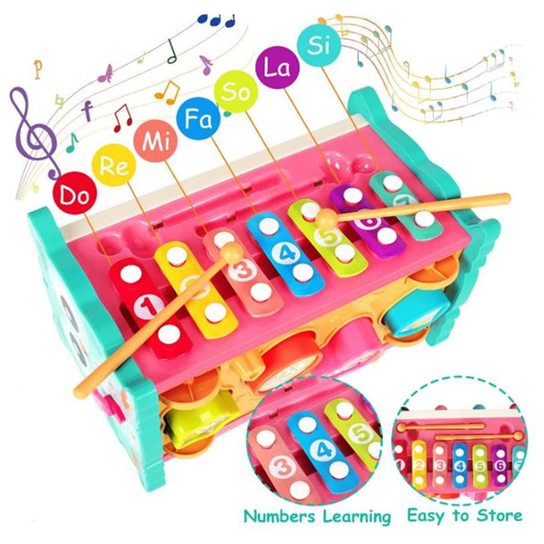 8 in 1 Toddler Activity Cube, Baby Montessori Developmental Toy Fine Motor Skills,Educational Hammering Toys Sensory Fishing Games Xylophone Shape Sorter Busy Toy for 1 2 3 4 Year Old Boy Girl Gift