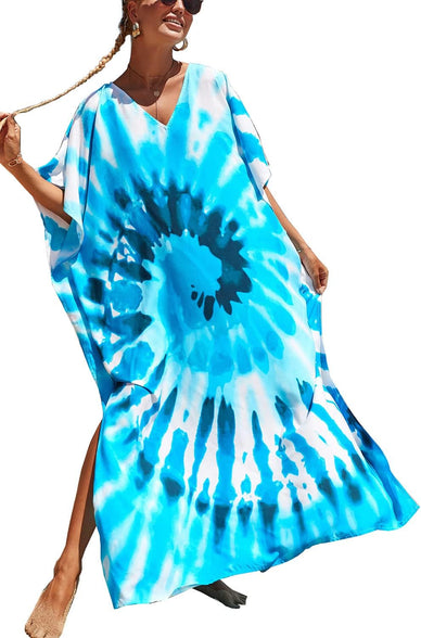 YouKD Summer Long Kaftan Bohemian Loungewear Beach Swimsuit Cover Up Maxi Dress for Women