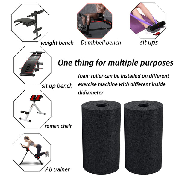 Foot Foam Pads Rollers Replacement, Pads for Leg Extension Curl Press Attachement, Weight Bench Tube Replacement Pads for Ab Exercise Machine Home Gym Equipment Part Accesories