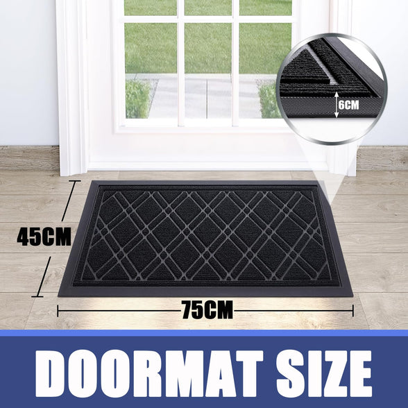 BEROZA Super Absorbent Moistureproof Door Mat,【75 * 45CM】Indoor and Outdoor Door Mat Home Front Door Mat, Front Welcome Mat Door Mat Suitable for Front Door, Yard, Corridor, Office (Black)