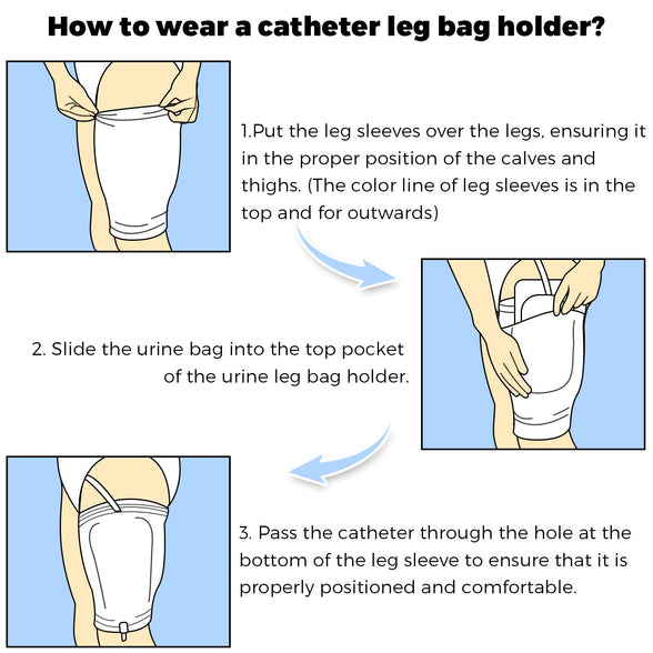 Urine Leg Bag Holder Fabric Catheter Bag Holder Stay in Place Catheter Sleeve Washable Foley Bag Catheter Holder for Men or Women Wheelchairs, 3 Packs, X-Small
