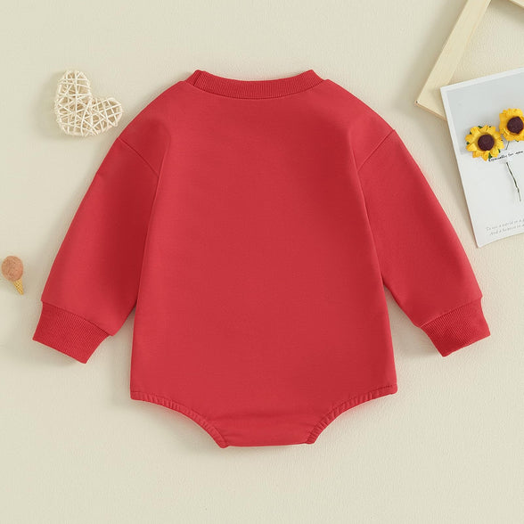 LAGKIYOJ Baby Girl Boy Valentines Day Outfits Long Sleeve Bubble Romper Newborn Sweatshirt Onesie Infant Spring Clothes