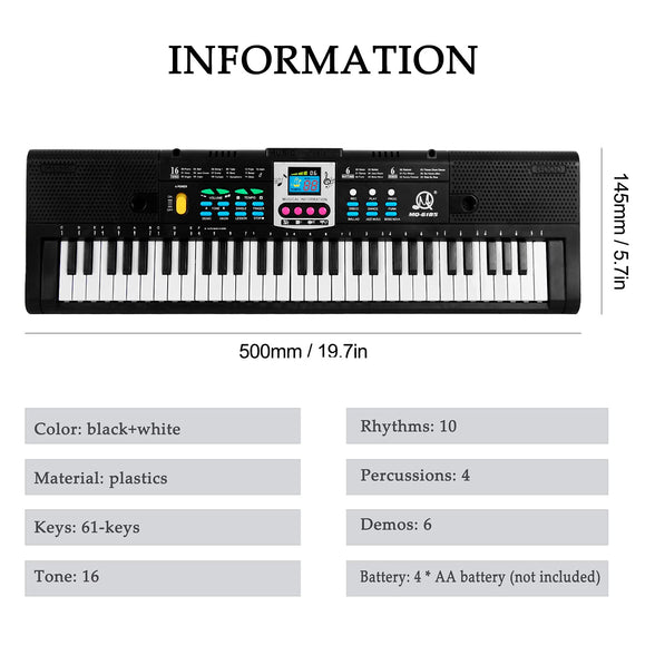 Musical Instrument, 61 Keys Digital Music Electronic Keyboard Kids Multifunctional Electric Piano for Piano Student with Microphone Function Musical Instrument