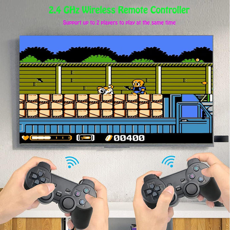 Boboolynn wireless retro game console, plug and play video games 4k hdmi output for tv, classic game stick built in 10000+ games with 9 emulators and 2 wireless controller 2.4g gift for kids & adults