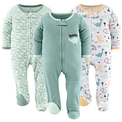 The Peanutshell Footed Pajamas Sleepers for Baby Boys or Girls, Sleep and Play Footies, Unisex 3 Pack(6-9M)