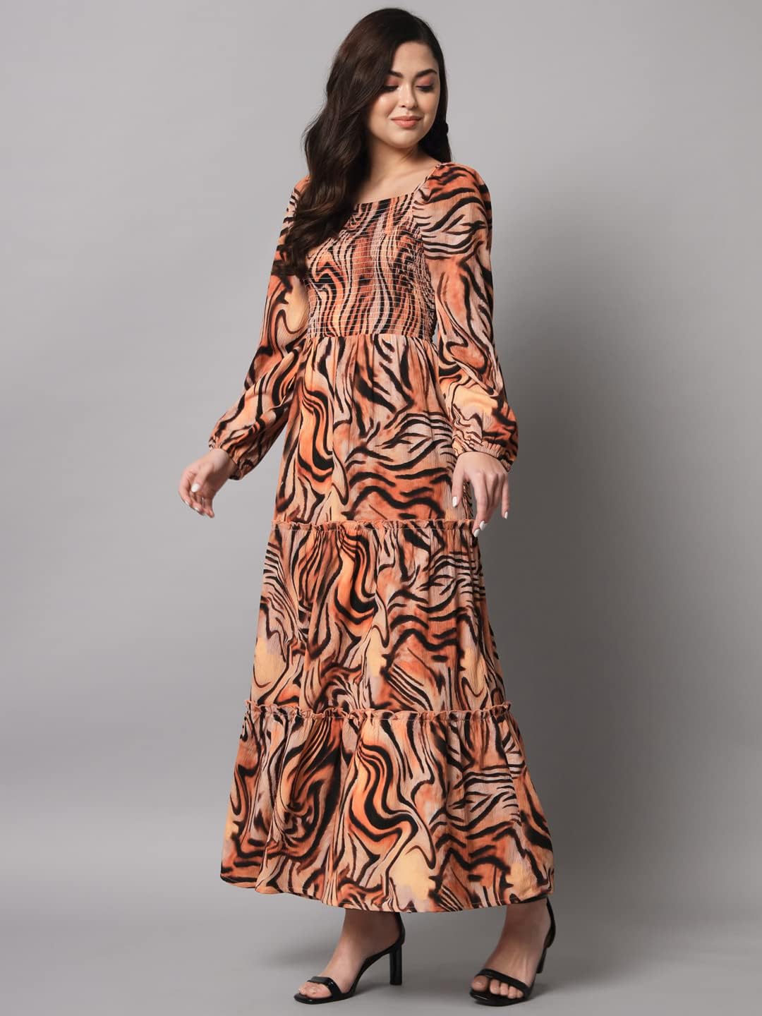 Styleville,Long Flare Printed Maxi Dress