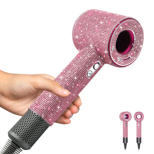 Rhinestones Case for Dyson Hair Dryer Anti-Scratch Shockproof Dust Proof Travel Protective Case Cover for Dyson Hair Dryer (Bling Pink)