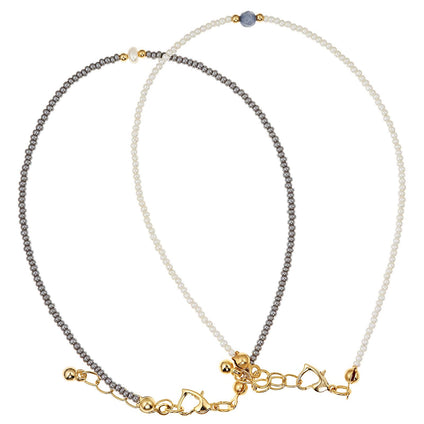 Alwan Gold Plated Set of 2 Medium Size Anklets for Women - EE3419FGRWS