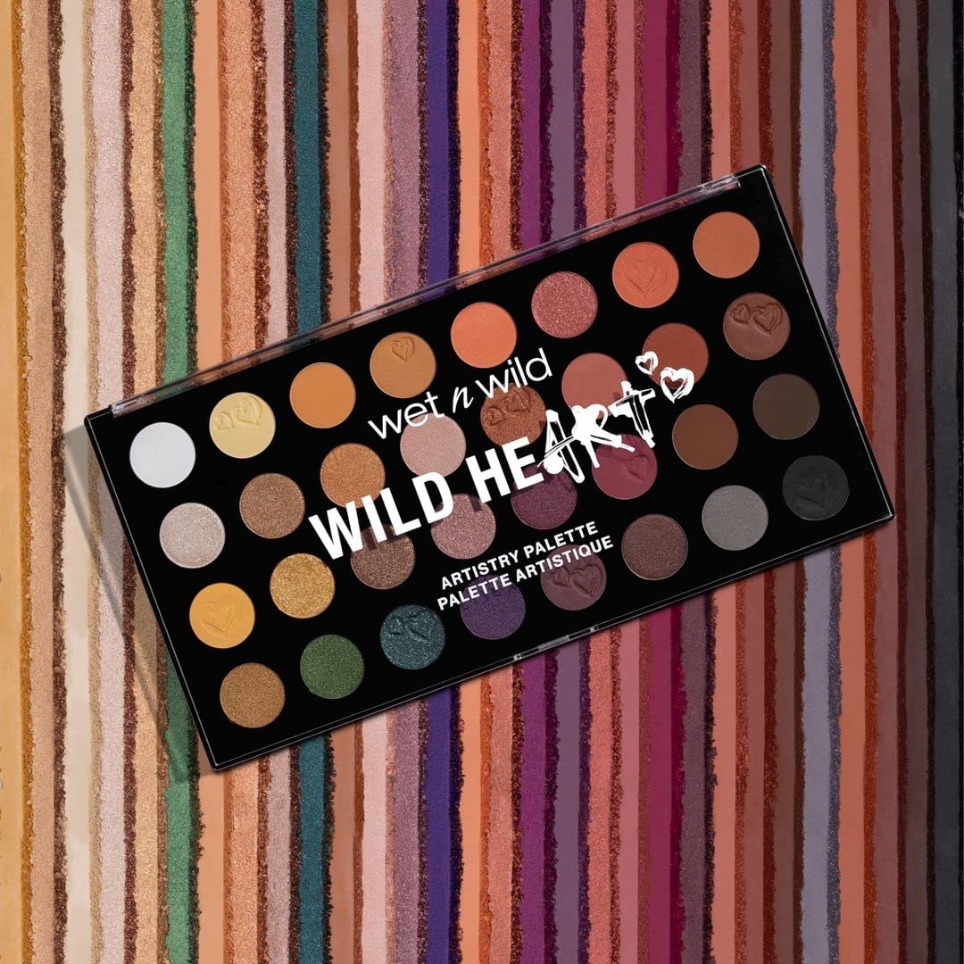 wet n wild Artistry Eyeshadow Makeup Palette Wild Heart, 32-Piece Makeup Set, Highly-Pigmented Matte, Shimmer, Metallic Finishes, Long Lasting, Blendable, Make Up Eye Shadows Cosmetics