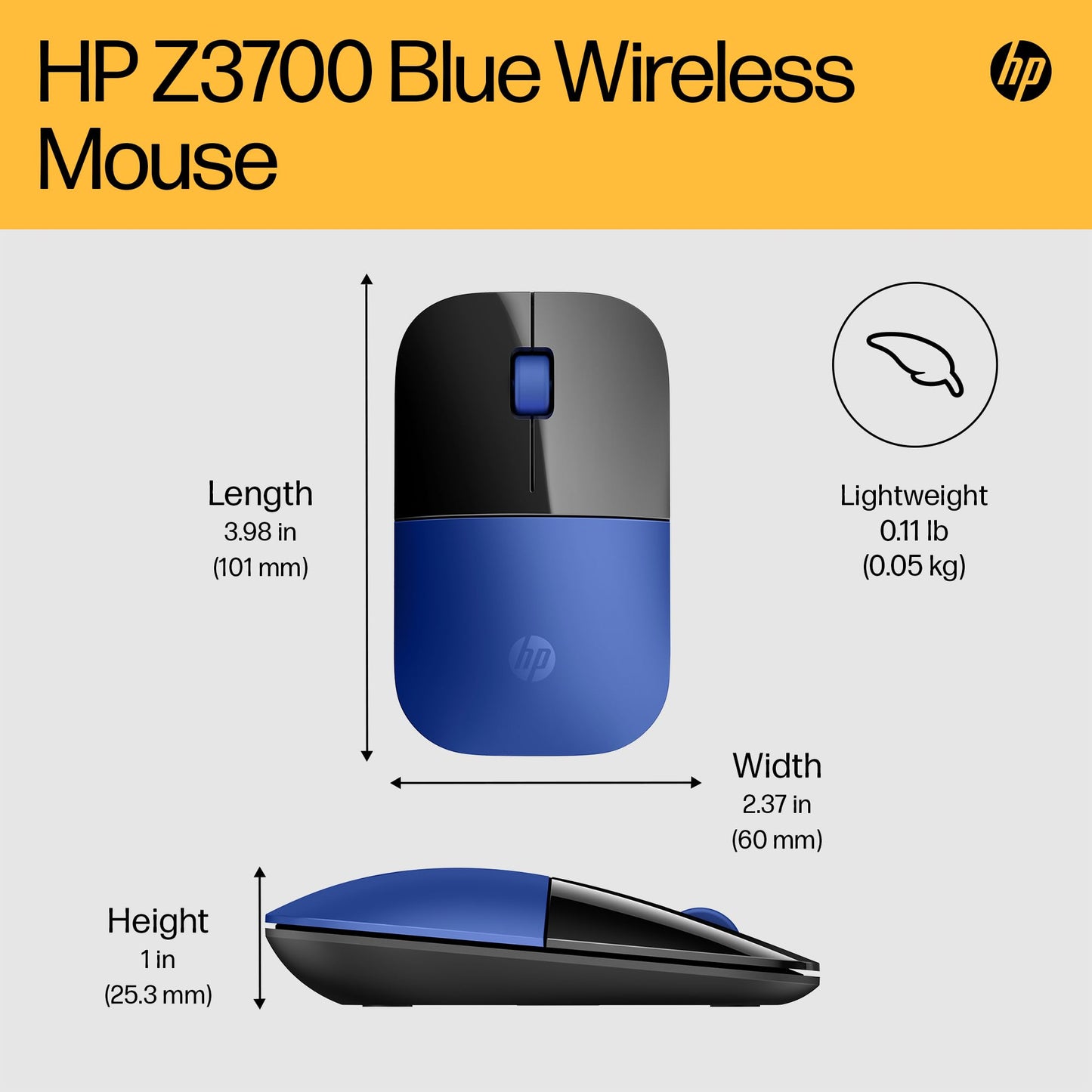 HP Z3700 Wireless Mouse - Blue (V0L81AA)
