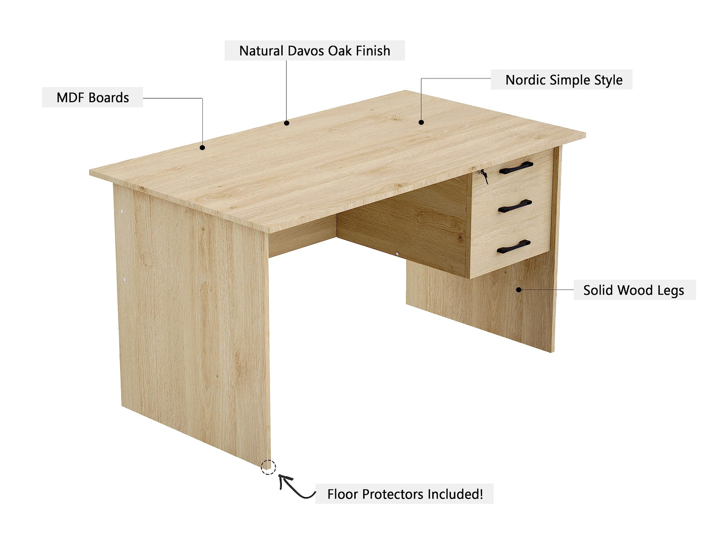 Mahmayi Desk variation for Home Office Computer Use (Oak)