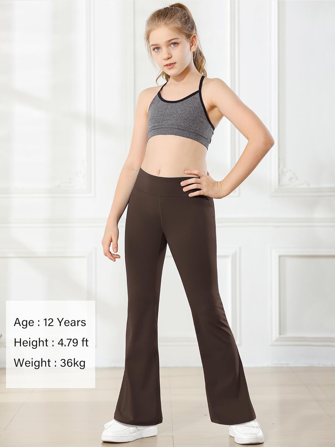 Stelle Girl's Flare Leggings High Waisted Yoga Pants Bootcut Dance Casual Pants Activewear Kids Bell Bottoms