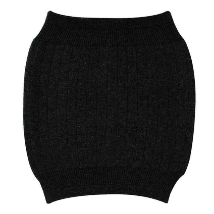 Unisex Warm Soft Cashmere Waist Warmer Wool Warming Belt Elastic Lower Waist Support (A-Black Plush Lining)