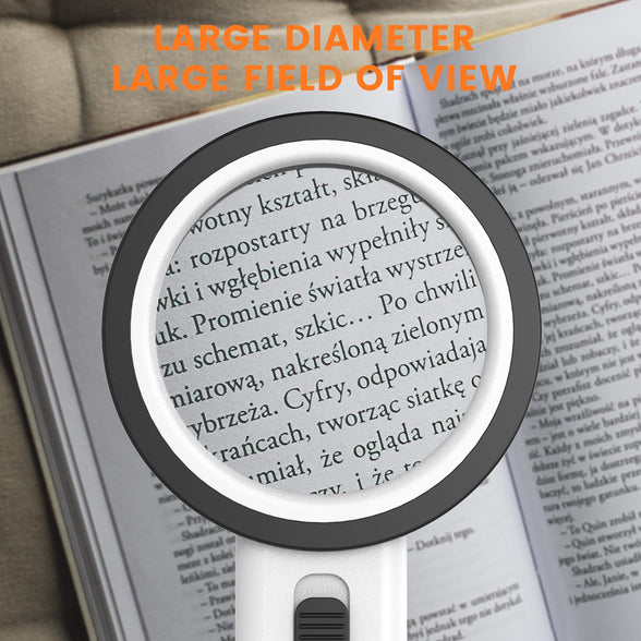 Magnifying Glass with Light, 30X Handheld Large Magnifying Glass 12 LED Illuminated Lighted Magnifier for Macular Degeneration, Seniors Reading, Soldering, Inspection, Coins, Jewelry, Exploring