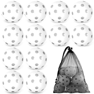 Mototo 12 Pack Baseball Practice Baseballs Plastic Hollow Soft Balls with a Drawstring Bag for Hitting, Baseball Training Indoor Outdoor Use