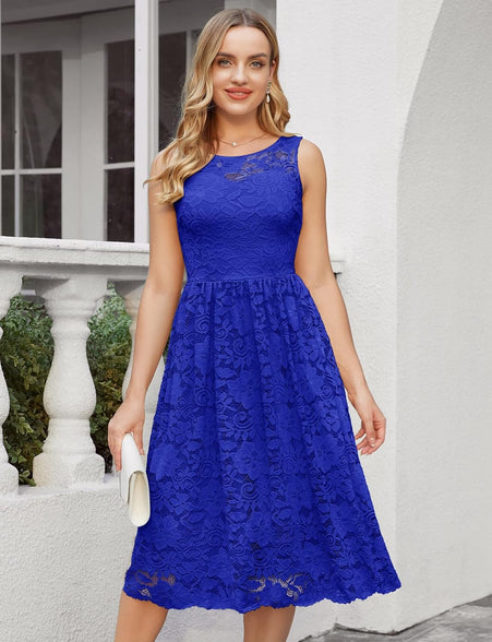 Lace Cocktail Dress for Women Wedding Guest Lace Formal Dress Midi Lace Dress Evening Party Tea Length Prom Dress