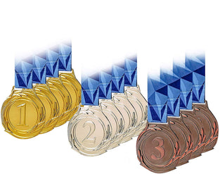 SEDOPLK 12 Pcs Large Size Metal Medals, Winner Gold Silver Bronze Award Medals with V Neck Ribbon for Events, Classrooms, Office Games and Sports, 2.55 Inch