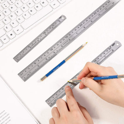 3 Pieces Stainless Steel Ruler 6/8/12 Inch Metal Metric and Imperial Rulers Kit with 1 Piece 200cm/79in Soft Tape Measure for School, Office, Home, Architect, Engineers, Craft