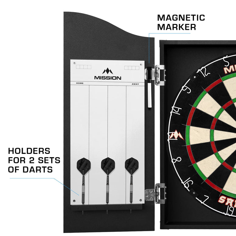 Mission Darts Heavy Duty Deluxe Wooden Dartboard Cabinet, Area 501, (CAB018)